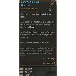 3000x Superior Lair Key Diablo 4 Season 14 S14