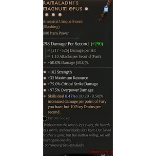 Diablo 4 S11 4GA Ramaladni's Magnum Opus special High roll 0.47%