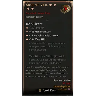 S12 4GA Argent Veil special affix 58% Diablo 4 
