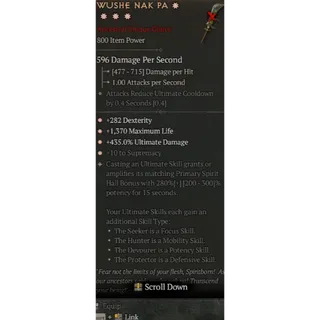 Diablo 4 S12 Wushe Nak Pa 4GA special affix 280%
