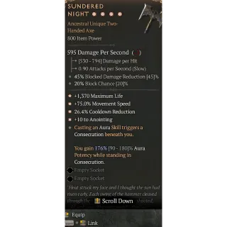 Diablo 4 S11 4GA Sundered Night Special affix high roll 176%