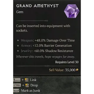 Grand Amethyst x3 Diablo 4  Season 11