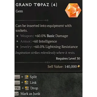 5x Grand Topaz S14 Diablo 4 