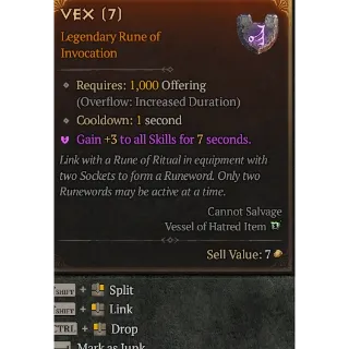 Season 6 Rune Vex x6  Diablo 4