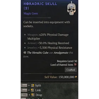 5x Horadric Skull Gem Diablo 4 S14