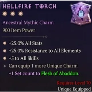 3GA Warlock Hellfire Torch Mythic Charm Diablo 4 Season 15 S15