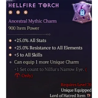 Rogue 3GA Hellfire Torch Charm For Nilfur's Narrow Eye Diablo 4 S15