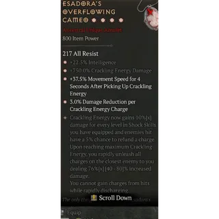 S12 4GA Esadora's Overflowing Cameo special affix High roll 76% Diablo 4