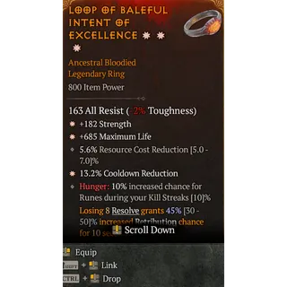 S12 3GA Ring 182 Strength 685 Max life 13.2% CDR Diablo 4