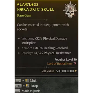 5x Flawless Horadric Skull Gem Diablo 4 S14