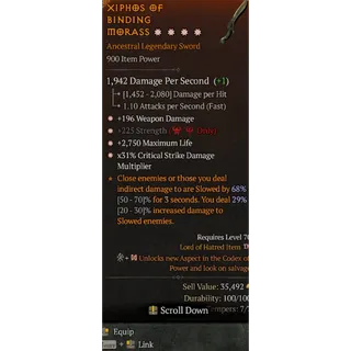 4GA Sword Weapon damage Strength Max life Critical damage Diablo 4 S13