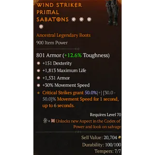 Boots 4GA Dexterity Max Life Armor Movement Speed Diablo 4 S14