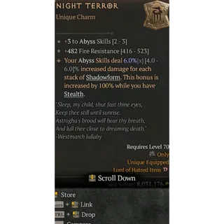 Unique Charm 3 To Abyss Skills Affix max roll 6% Diablo 4 S13