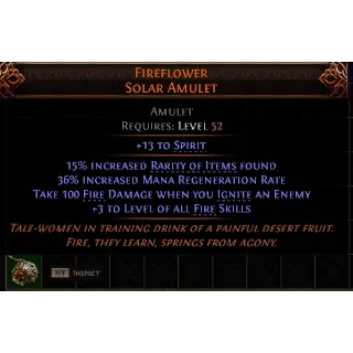 Path of Exile 2 Early Access Softcore Fireflower Solar Amulet High roll