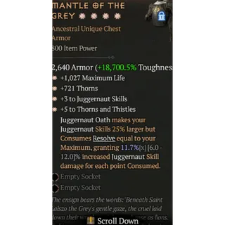 Diablo 4 S12 Season 12 Mantle of the Grey 4GA special affix High roll 11.7%
