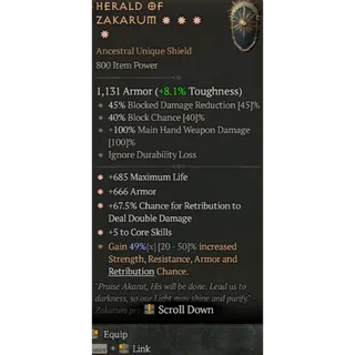 S12 Herald of zakarum 4GA special affix High roll 49% Diablo 4 