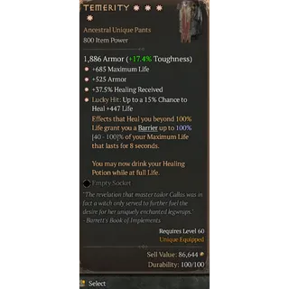 Eternal SC Temerity 4GA special affix Max roll 100% Diablo 4