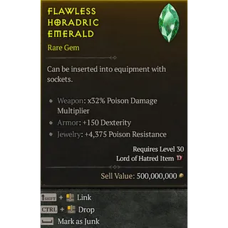 5x Flawless Horadric Emerald Gem Diablo 4 S14