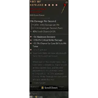 Diablo 4 S11 Rod of Kepeleke 4GA special affix max roll 0.75%