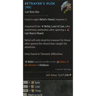 x100 Betrayer's Husk Diablo 4 S13