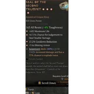 Diablo 4 S11 Seal of the second trumpet 4GA special affix 240%