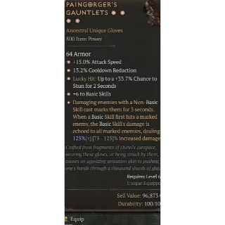 S11 4GA Paingorger's Gauntlets special affix max roll 125% Diablo 4
