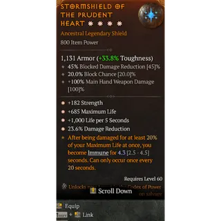 Shield 4GA Strength Max life Life Per 5 Seconds Damage Reduction Diablo 4 S12