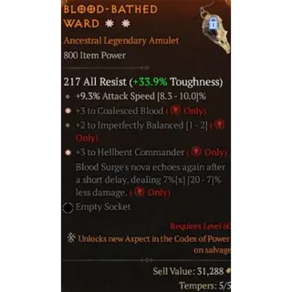 S12 Amulet 2GA 3 To Coalesced Blood 3 To Hellbent Commander Diablo 4