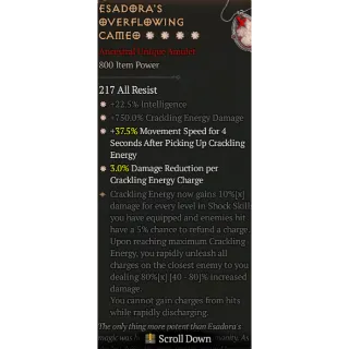 Diablo 4 S11 4GA Esadora's Overflowing Cameo special affix max roll 80%