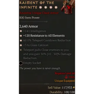 Diablo 4 S11 raiment of the infinite 4GA special affix max roll 30%