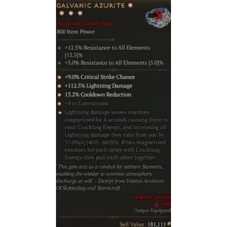 S10 Season 10 4GA Galvanic azurite special affix high roll 57% Diablo 4