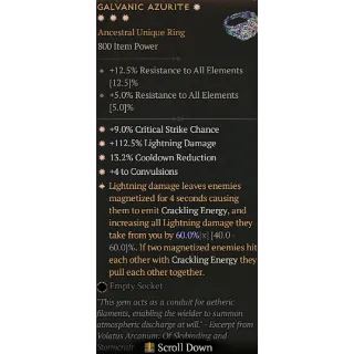 S11 4GA Galvanic azurite special affix max roll 60% Diablo 4