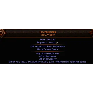 3 charm slot Headhunter Heavy Belt Path of Exile 2 Runes of Aldur League POE 2