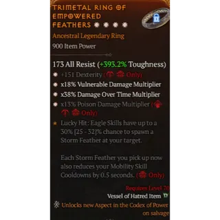 Ring 4GA Dexterity Vulnerable Dmg Dmg Over Time Poison Dmg Diablo 4 S14 Season 14