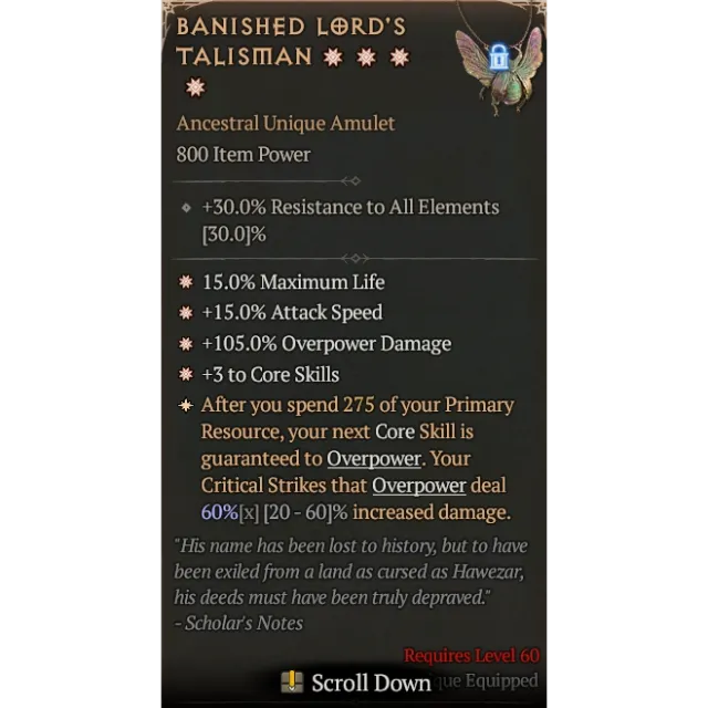 4GA Banished Lord's Talisman special affix max roll 60% Season 8 Diablo ...