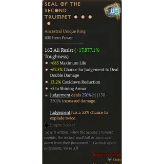 Diablo 4 S11 Seal of the second trumpet 4GA special affix max roll 250%