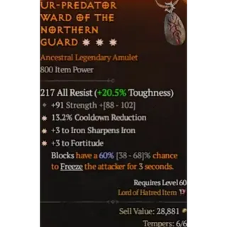 S12 3GA Amulet 13.2% CDR 3 To Iron Sharpens Iron 3 To Fortitude Diablo 4