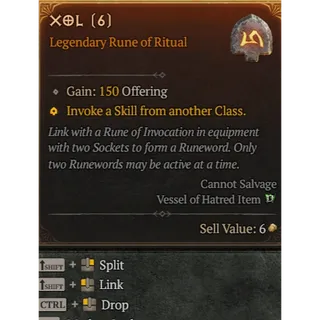 Xol Rune x6 Season 12 Diablo 4