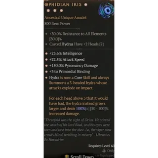 S12 Ophidian Iris 4GA Special affix max roll 100% Diablo 4 D4