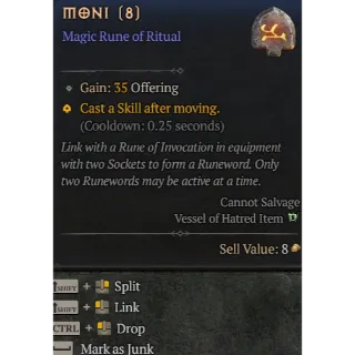 Eternal SC rune Moni x4 Diablo 4