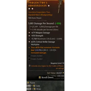 3GA Mace Weapon Damage Strength Critical Damage Diablo 4 S14 