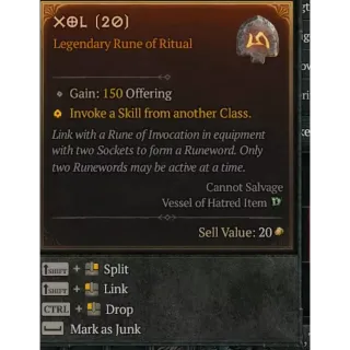 Season 7 Rune Xol x6 Diablo 4