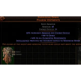 Path of Exile 2 Early Access Softcore Enfolding Dawn Pilgrim Vestments High roll