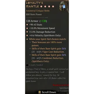 Season 6 800IP 4GA loyalty's mantle Special affix High roll 56% Diablo 4