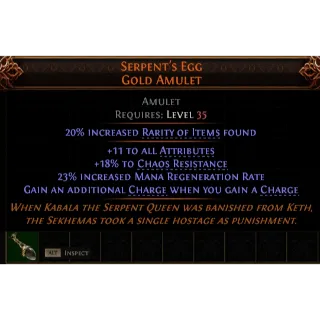 Path of Exile 2 Early Access Softcore Serpent's Egg Gold Amulet