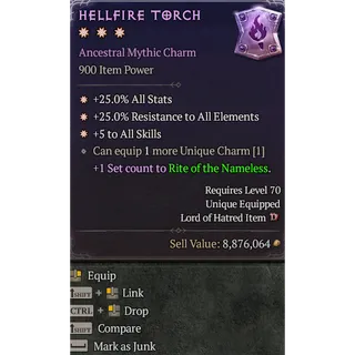 Diablo 4 Season 15 S15 3GA Warlock Hellfire Torch Mythic Charm