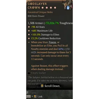 S11 Godslayer Crown 4GA special affix max roll 60% Diablo 4