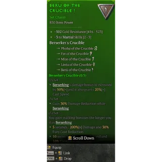 Set Charm Berserker's Crucible Full set 5 Pieces Total 15 To Martial Skills Diablo 4 Season 14 S14