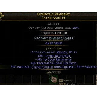Path of Exile 2 Amulet 66 to spirit 3 to minion Fate of the Vaal SC POE 2