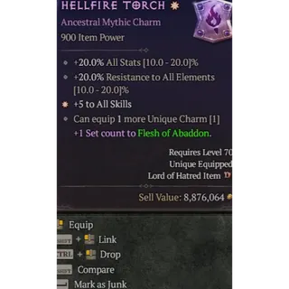 1GA Hellfire Torch Mythic Charm Diablo 4 Season 15 S15